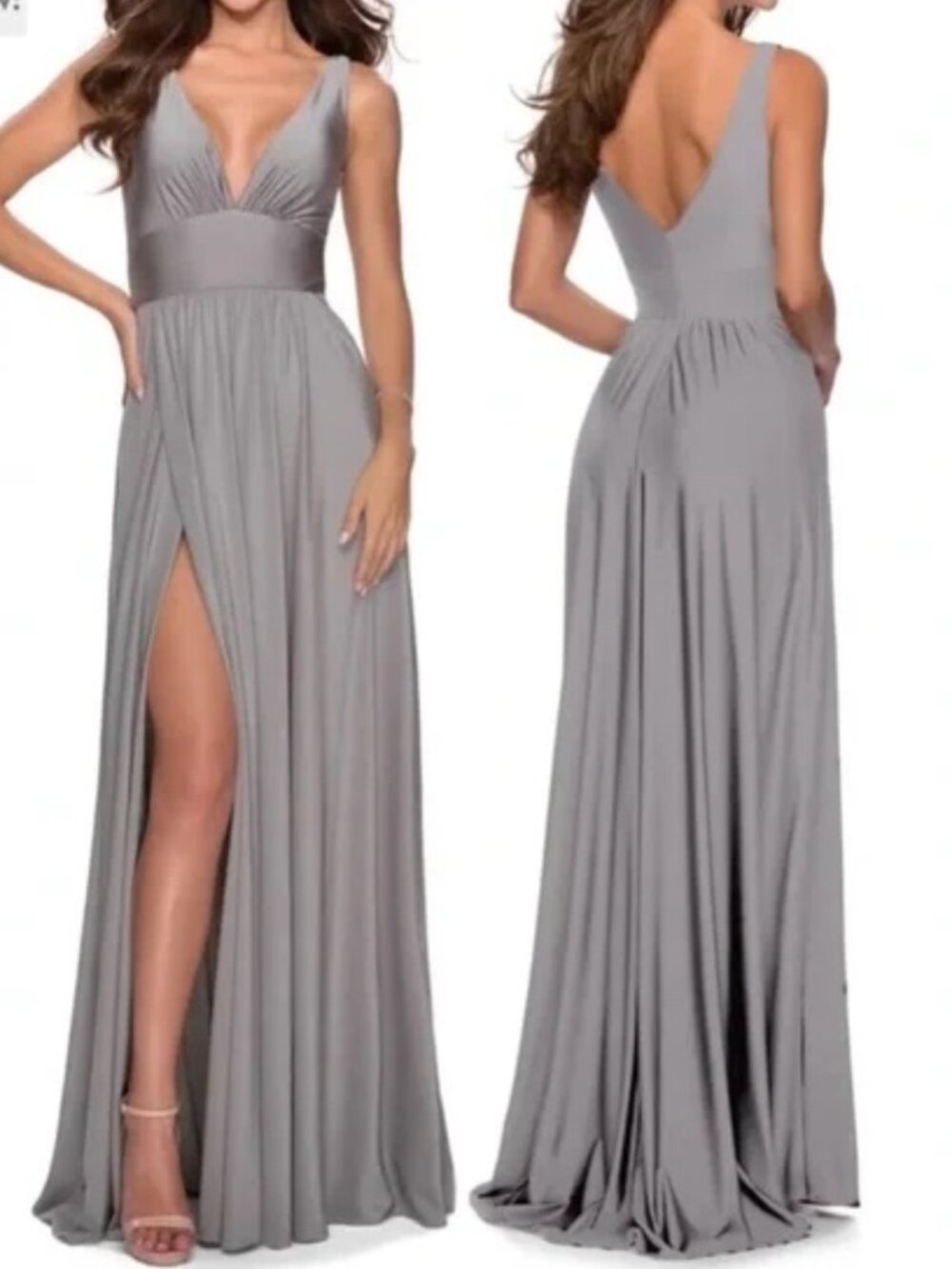 La Femme Size 0 Gray A-Line Gown